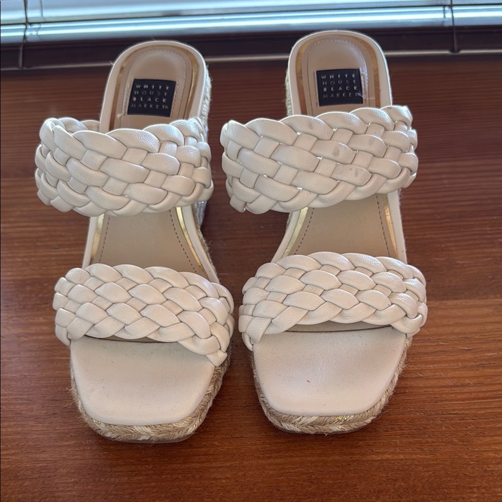 White House Black Market Women's Cream Woven Sandals